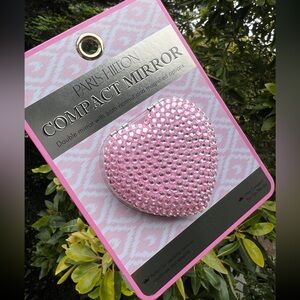 Paris Hilton Pink Heart Rhinestone Bling Compact Mirror
